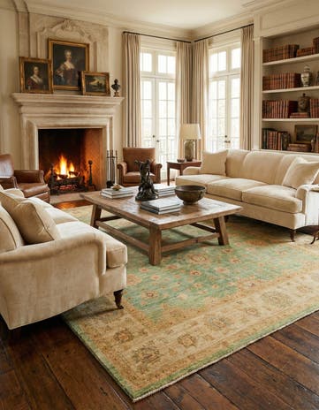 6' 9 x 8' 3 Hand Knotted Peshawar Ziegler Rug
