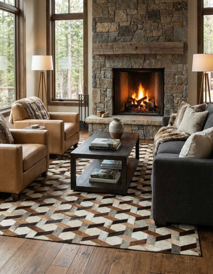 Detail image of 5' 2 x 7' 10 Cowhide - Patchwork Rug