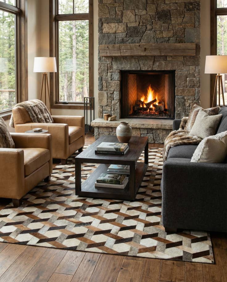 Detail image of 5' 2 x 7' 10 Cowhide - Patchwork Rug