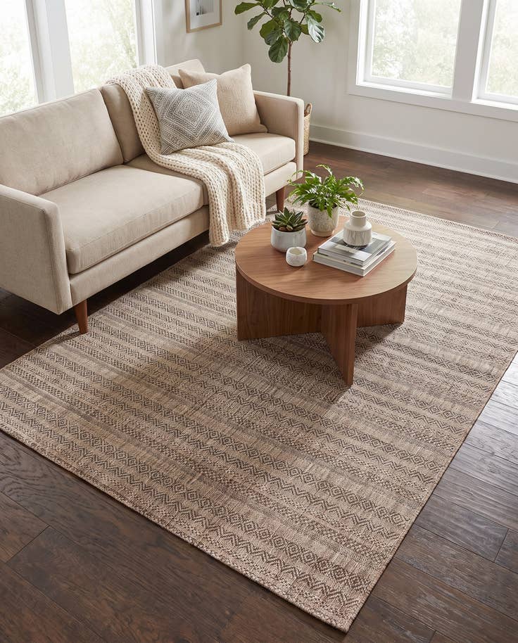 Detail image of 5' 3 x 8' Easy-Clean Striped Indoor / Outdoor Rug