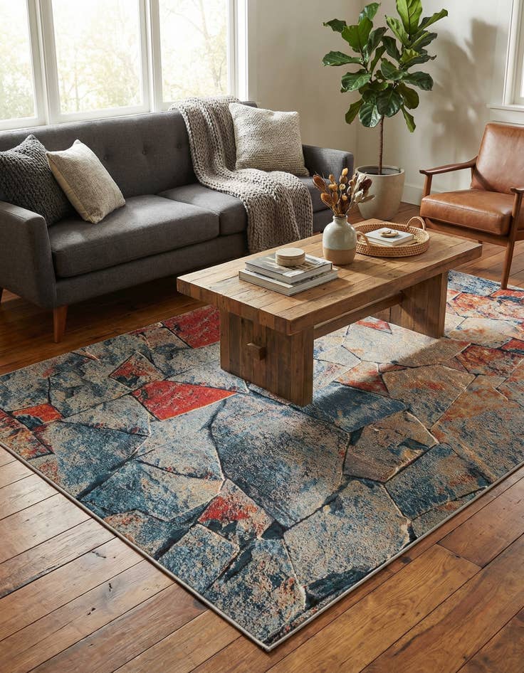 Detail image of 6' x 9'  Washable Modern Indoor / Outdoor Rug