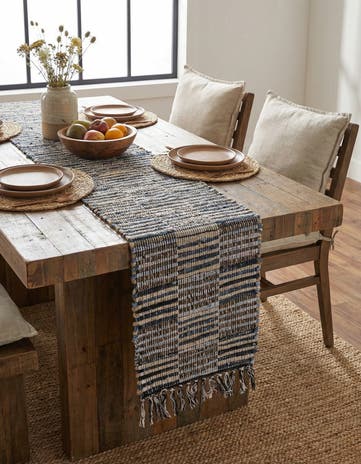 Dark Gray Hand Woven Chindi Jute Table Runner Rug
