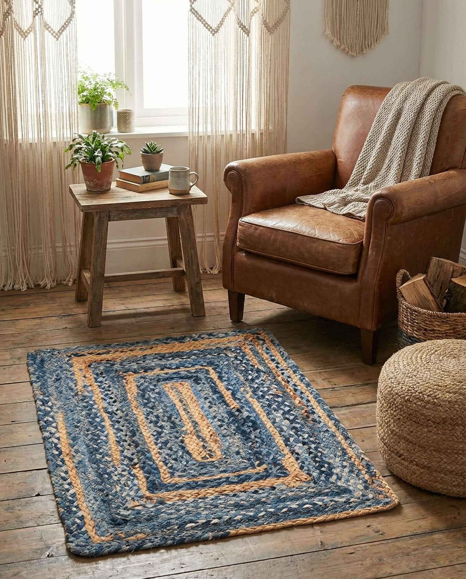 60cm x 95cm Handgefertigt Braided Chindi Teppich