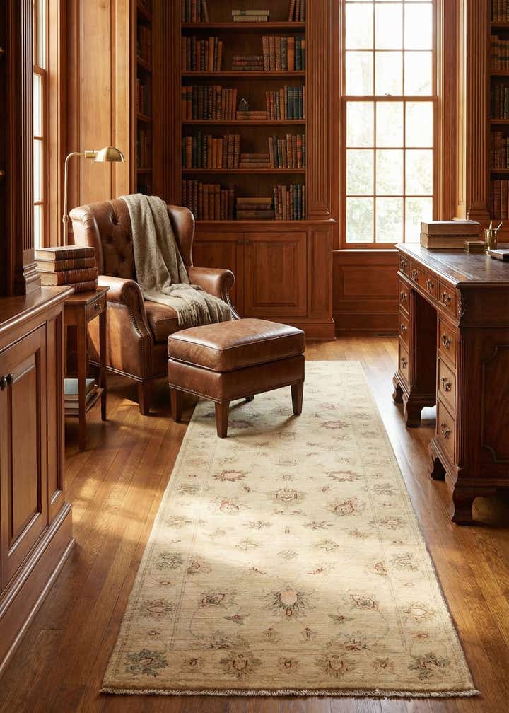 2' 8 x 9' 9 Hand Knotted Peshawar Ziegler Runner Rug