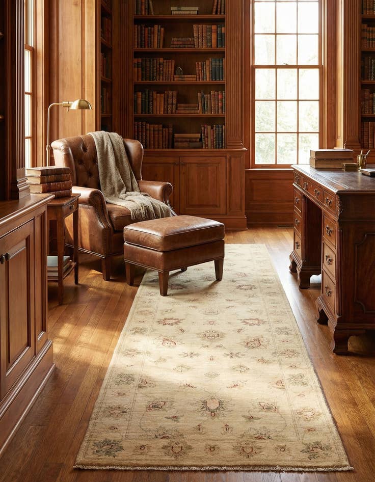 Detail image of 2' 8 x 9' 9 Hand Knotted Peshawar Ziegler Runner Rug