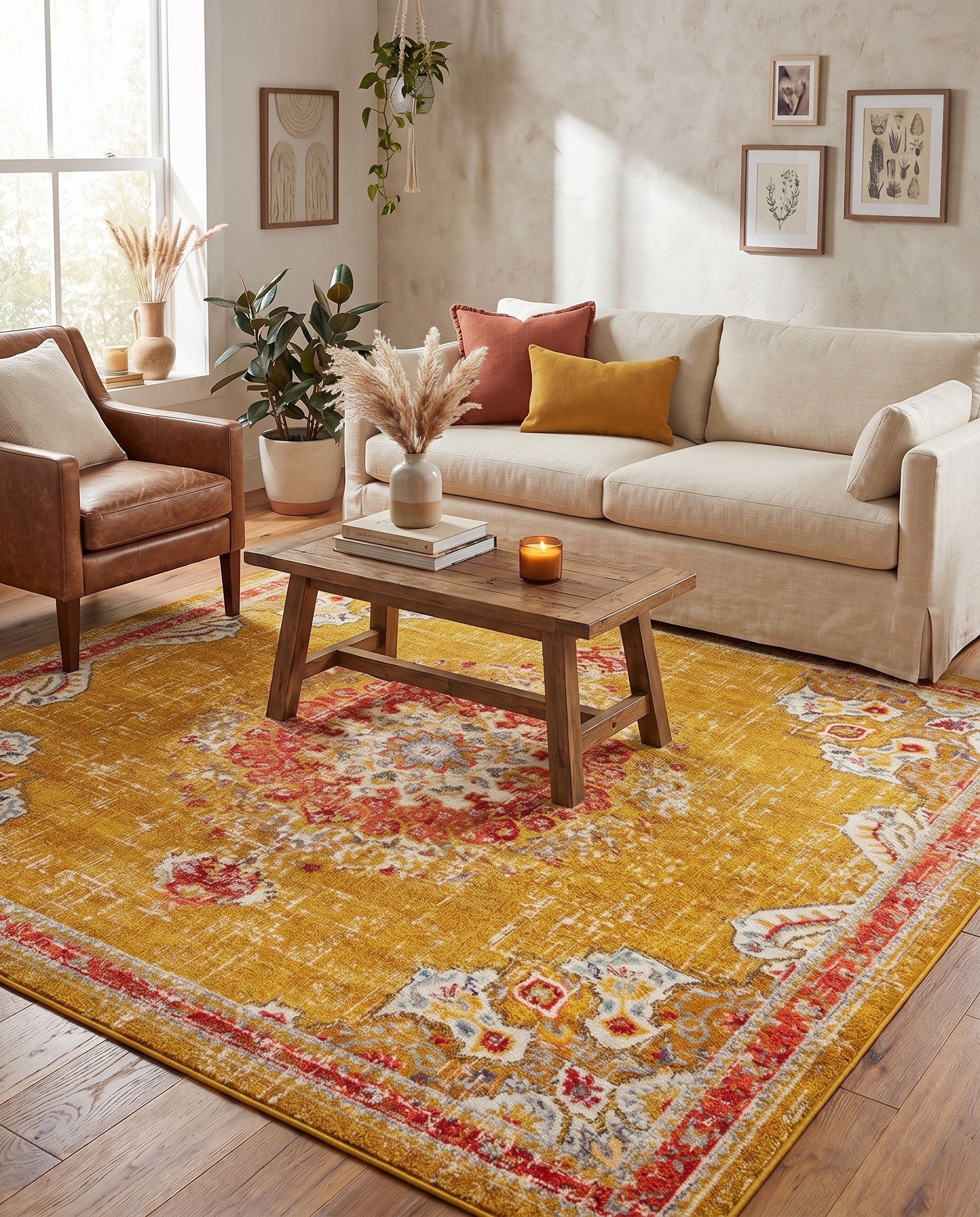 Gold Carrington Square Rug