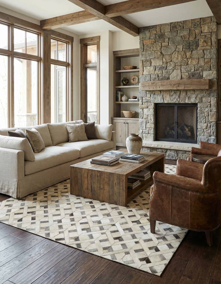 Detail image of  5' 3 x 8' 4 Cowhide - Patchwork Rug