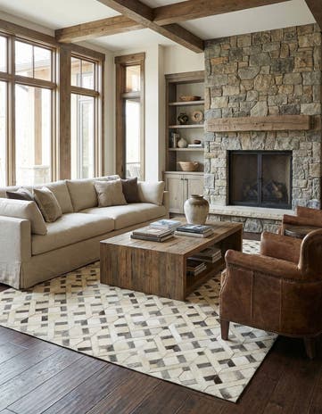 5' 3 x 8' 4 Cowhide - Patchwork Rug