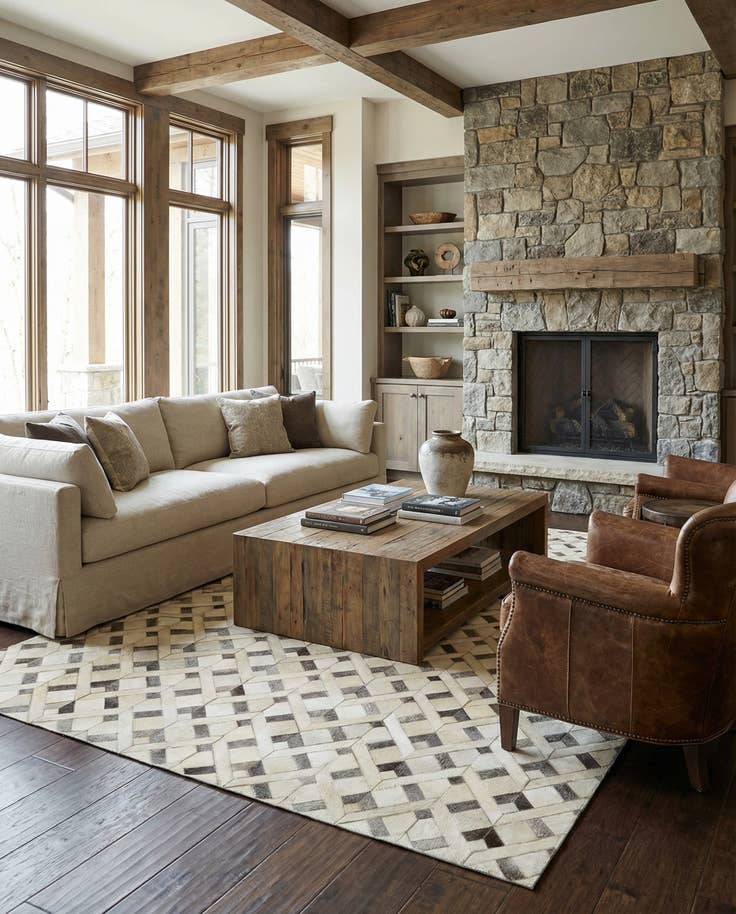 Detail image of 5' 3 x 8' 4 Cowhide - Patchwork Rug