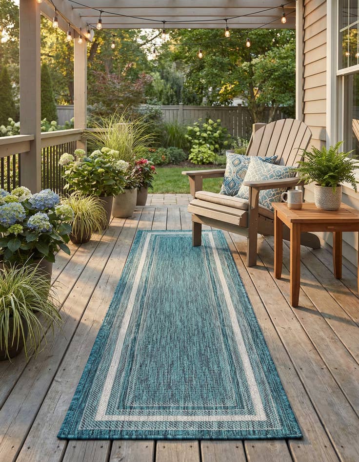 Detail image of 2' x 8' Easy-Clean Border Indoor / Outdoor Runner Rug