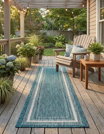 2' x 8' Easy-Clean Border Indoor / Outdoor Runner Rug