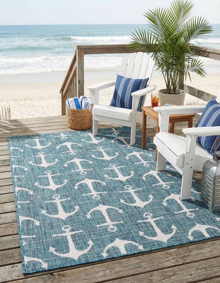 Detail image of 4' x 6' Easy-Clean Coastal Indoor / Outdoor Rug