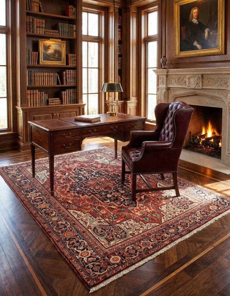 Detail image of 4' 3 x 6' 5  Hand Knotted Farahan Persian Rug