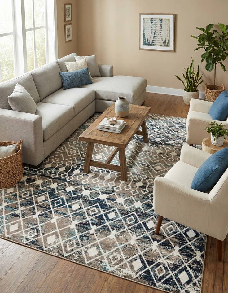 Detail image of  10' 8 x 14' Moroccan Trellis Rug