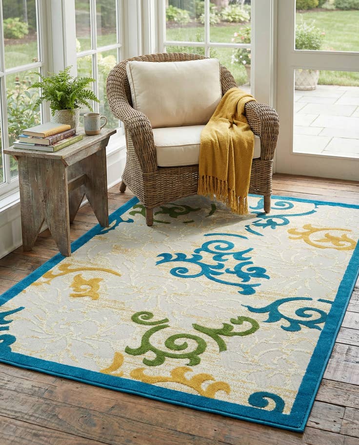 Detail image of 6' x 9' Easy-Clean Botanical Indoor / Outdoor Rug