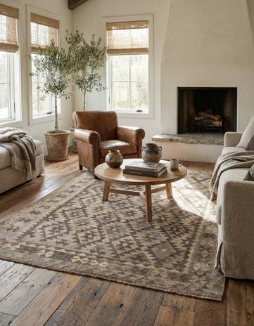 5' 2 x 6' 6 Hand Woven Kilim Maymana Wool Rug