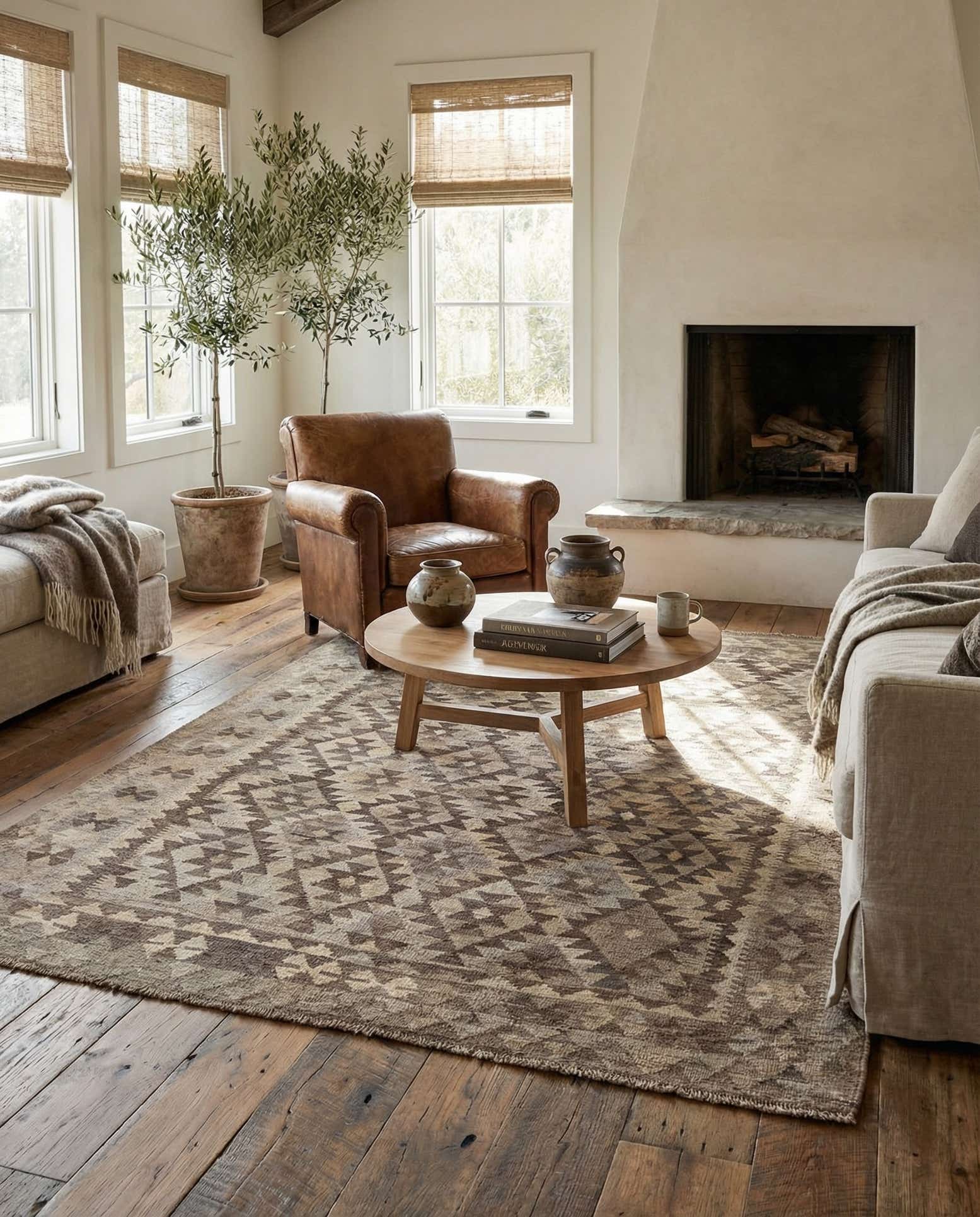 5' 2 x 6' 6 Hand Woven Kilim Maymana Wool Rug