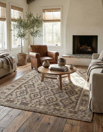 5' 2 x 6' 6 Hand Woven Kilim Maymana Wool Rug
