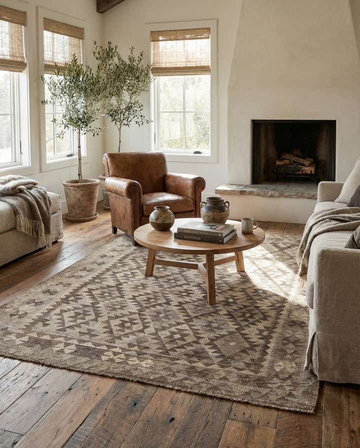 5' 2 x 6' 6 Hand Woven Kilim Maymana Wool Rug