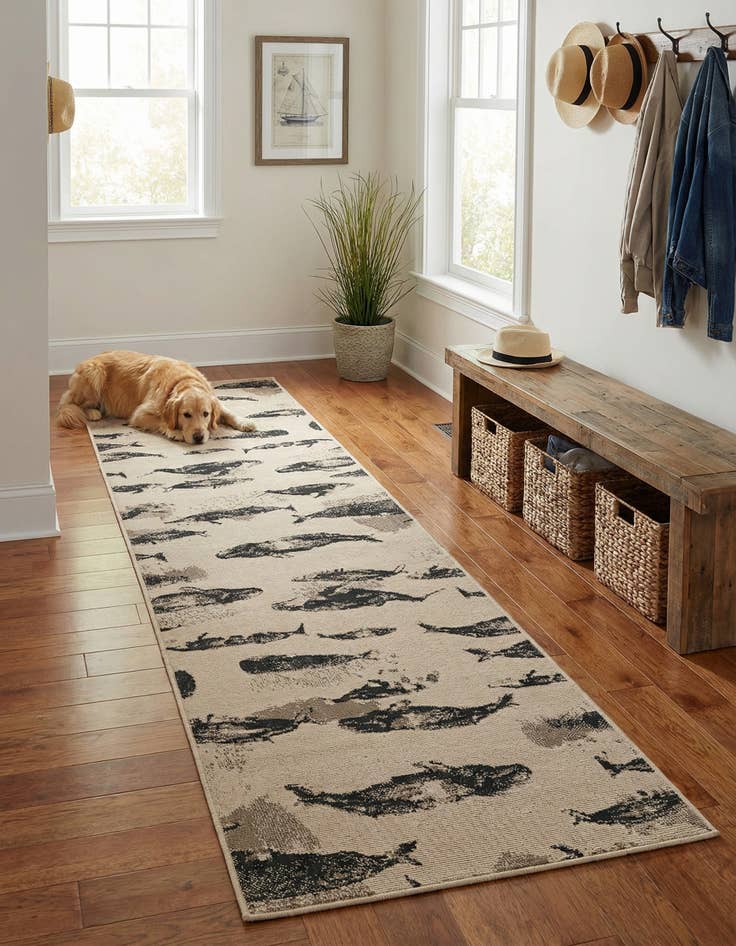 Detail image of 2' 7 x 10'  Washable Coastal Indoor / Outdoor Runner Rug