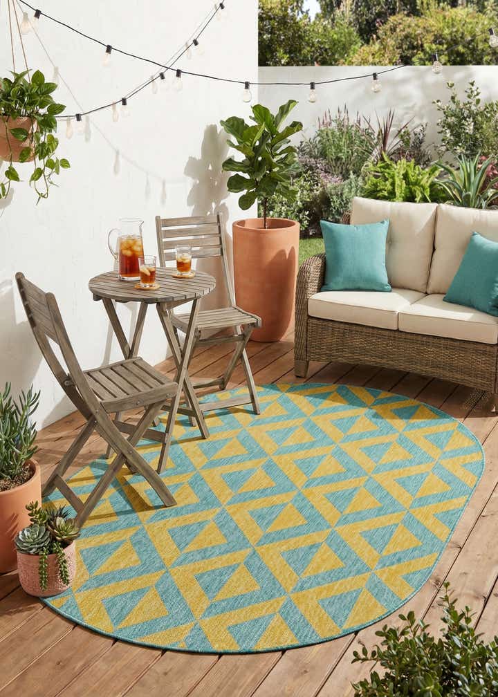5' 3 x 8' Easy-Clean Jill Zarin Napa Indoor / Outdoor Oval Rug