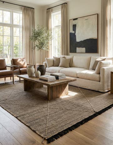 7' x 9' 6 Hand Knotted Moroccan Wool Rug