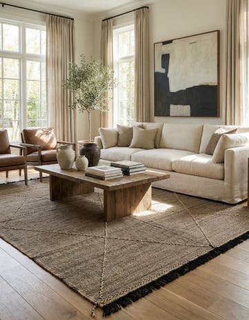 7' x 9' 6 Hand Knotted Moroccan Wool Rug