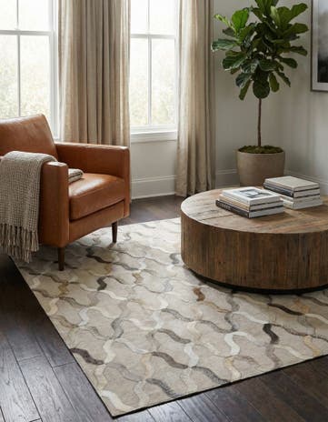 4' x 5' 8 Cowhide Leather Rug