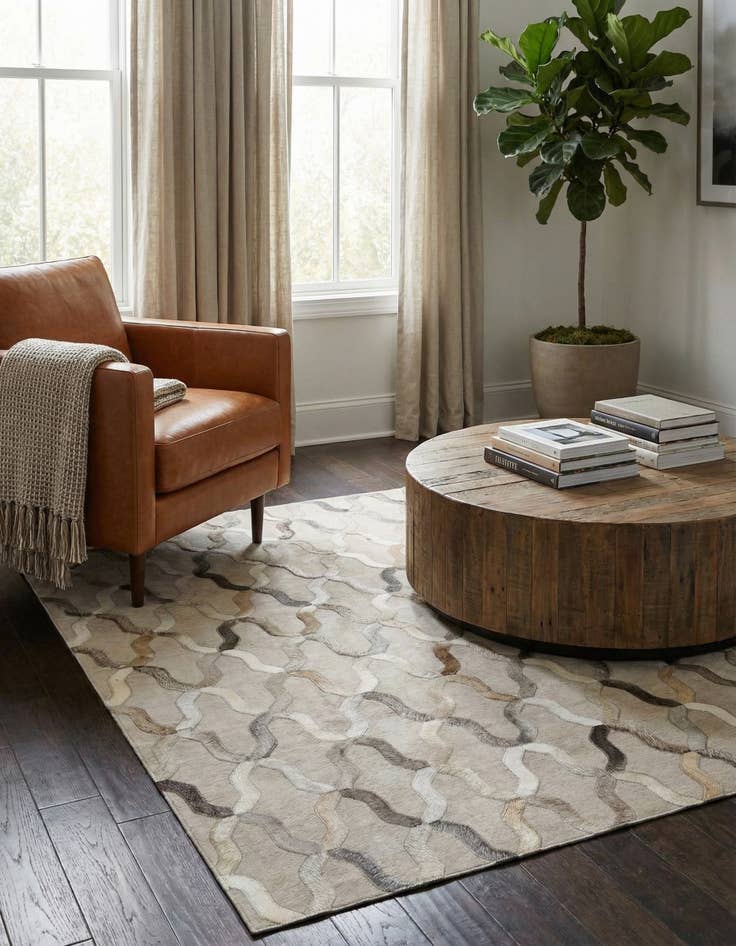 Detail image of 4' x 5' 8 Cowhide Leather Rug