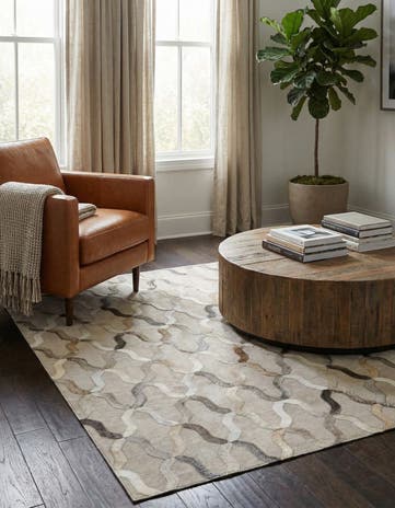 4' x 5' 8 Cowhide Leather Rug