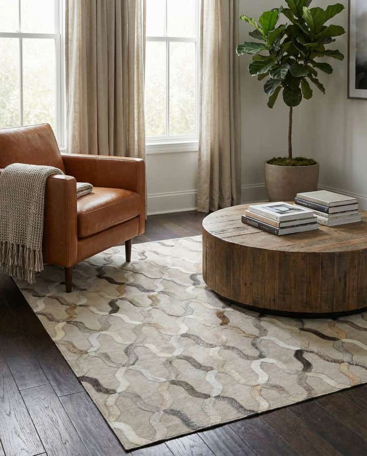 4' x 5' 8 Cowhide Leather Rug