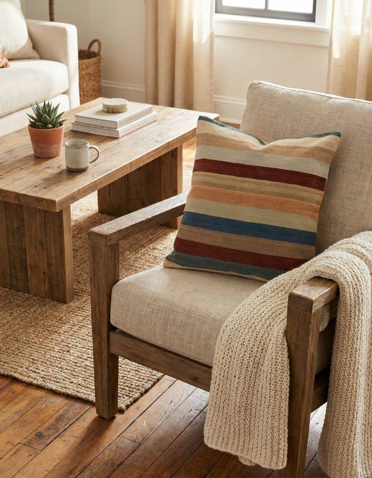 Detail image of  3' 3 x 3' 3  Hand Woven Pillow Wool Square Rug