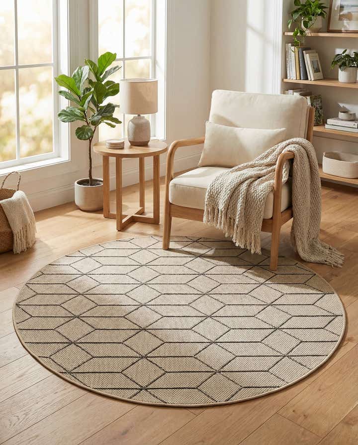 5' 3 x 5' 3 Easy-Clean Lattice Indoor / Outdoor Round Rug