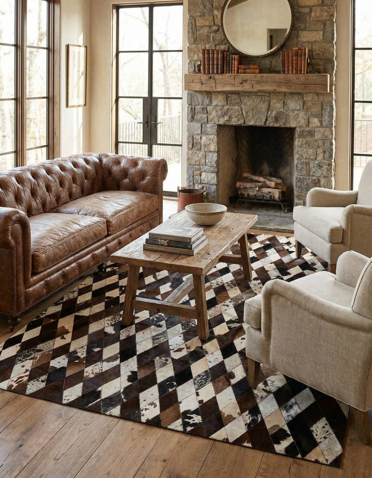 Detail image of 5' 10 x 8' 1 Cowhide - Patchwork Rug