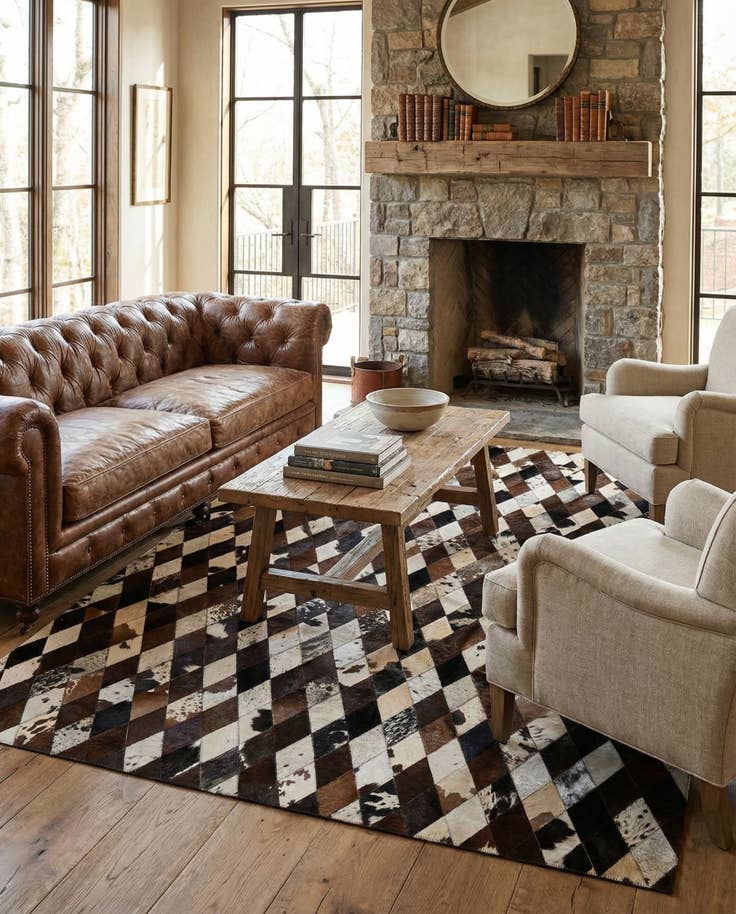 Detail image of 5' 10 x 8' 1 Cowhide - Patchwork Rug