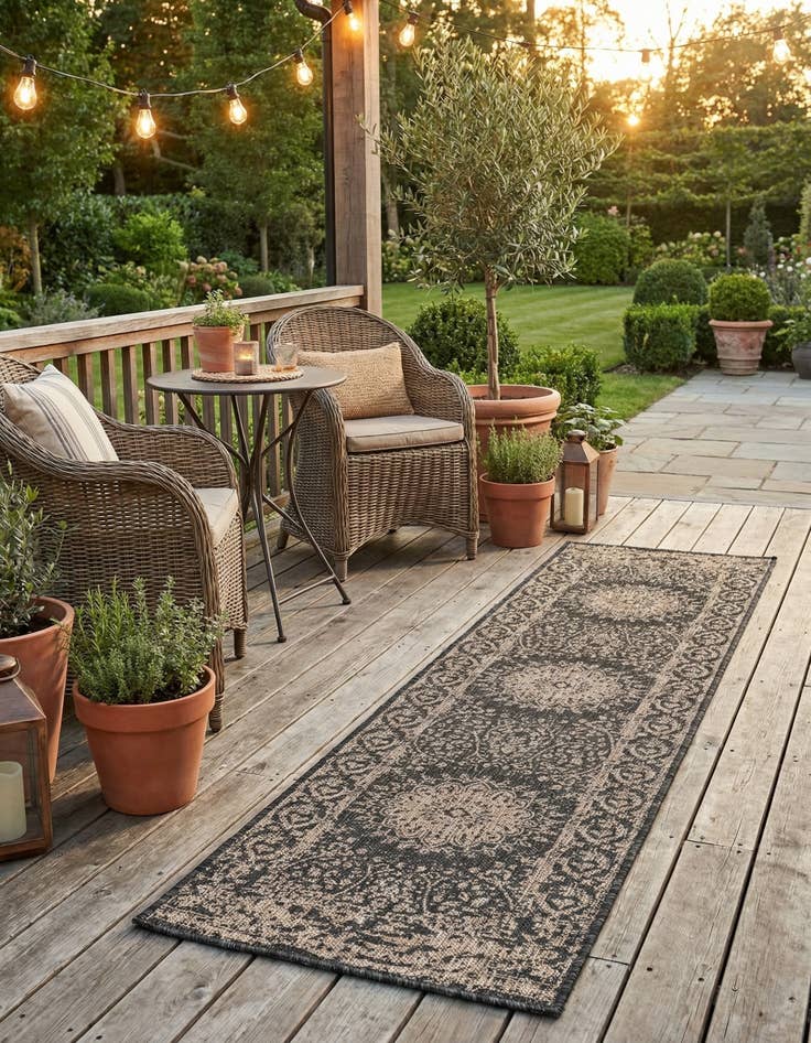 Detail image of 2' x 8'  Washable Traditional Indoor / Outdoor Runner Rug