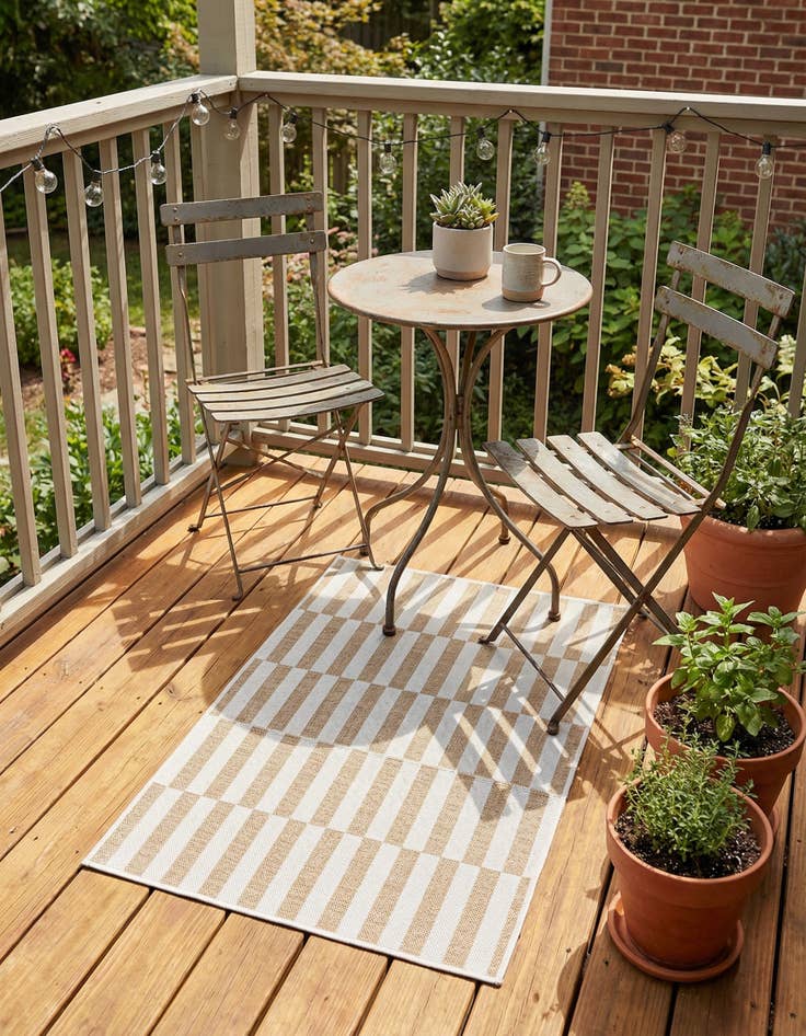 Detail image of 2' x 3' Easy-Clean Striped Indoor / Outdoor Rug
