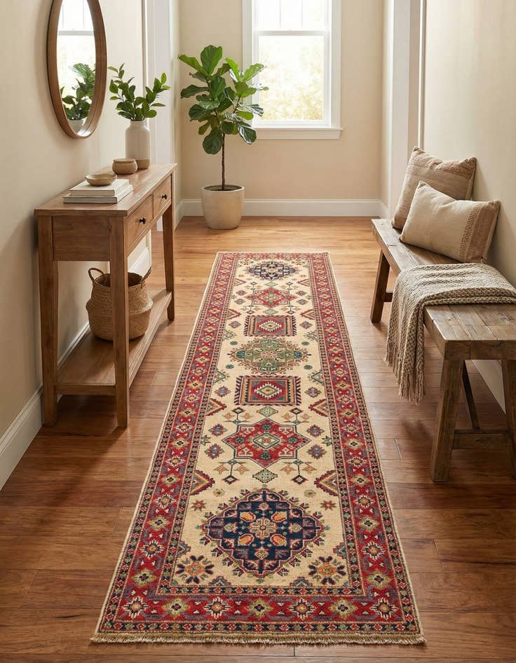 Detail image of 2' 8 x 10'  Hand Knotted Kazak Runner Rug