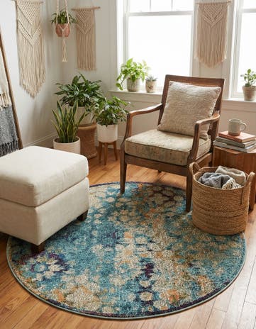4' x 4' Washable Carnevale Round Rug