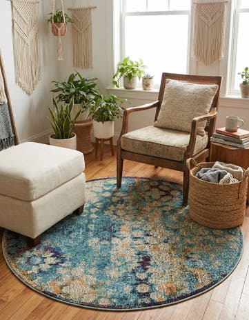 4' x 4' Washable Carnevale Round Rug