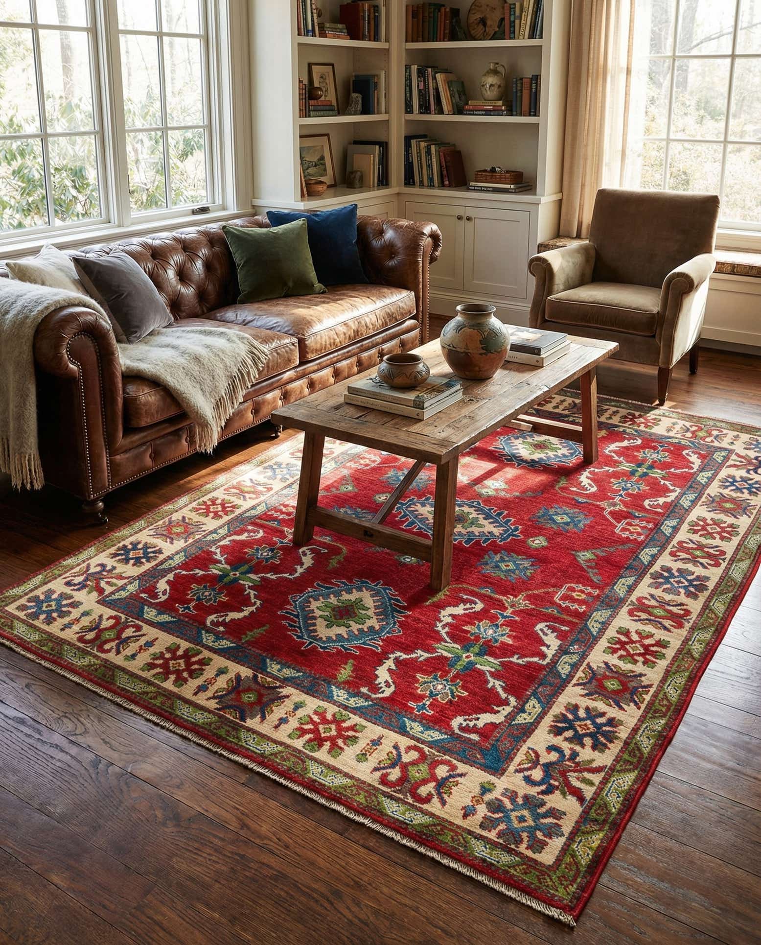 5' x 7' Hand Knotted Kazak Rug
