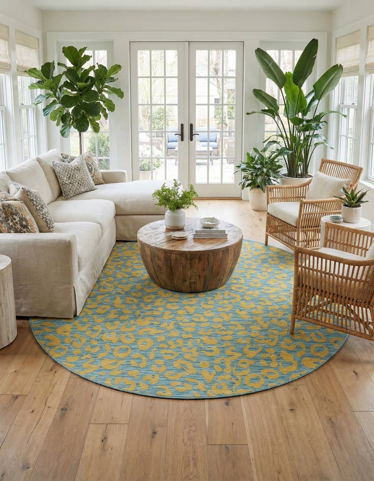 Detail image of 10' x 10'  Washable Safari Indoor / Outdoor Round Rug