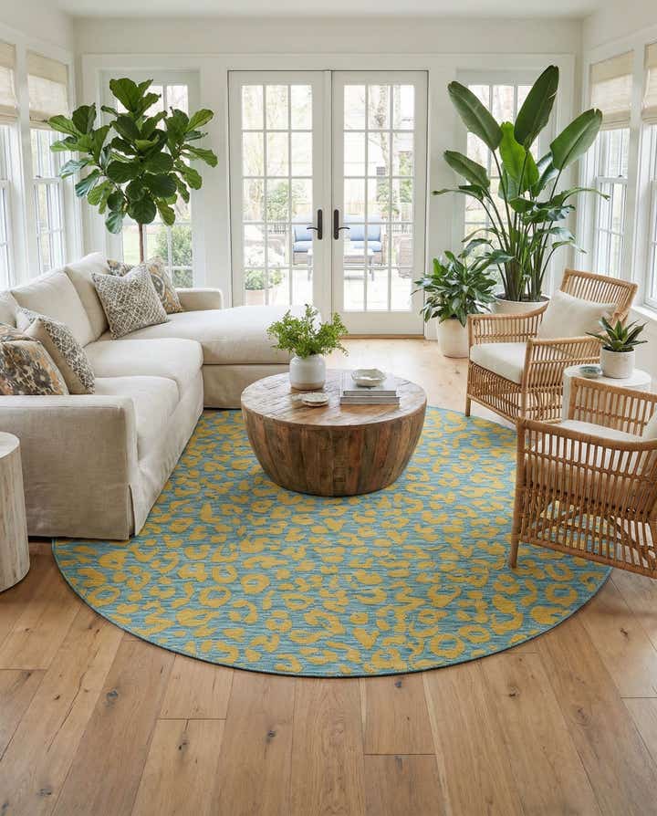 10' x 10' Easy-Clean Safari Indoor / Outdoor Round Rug