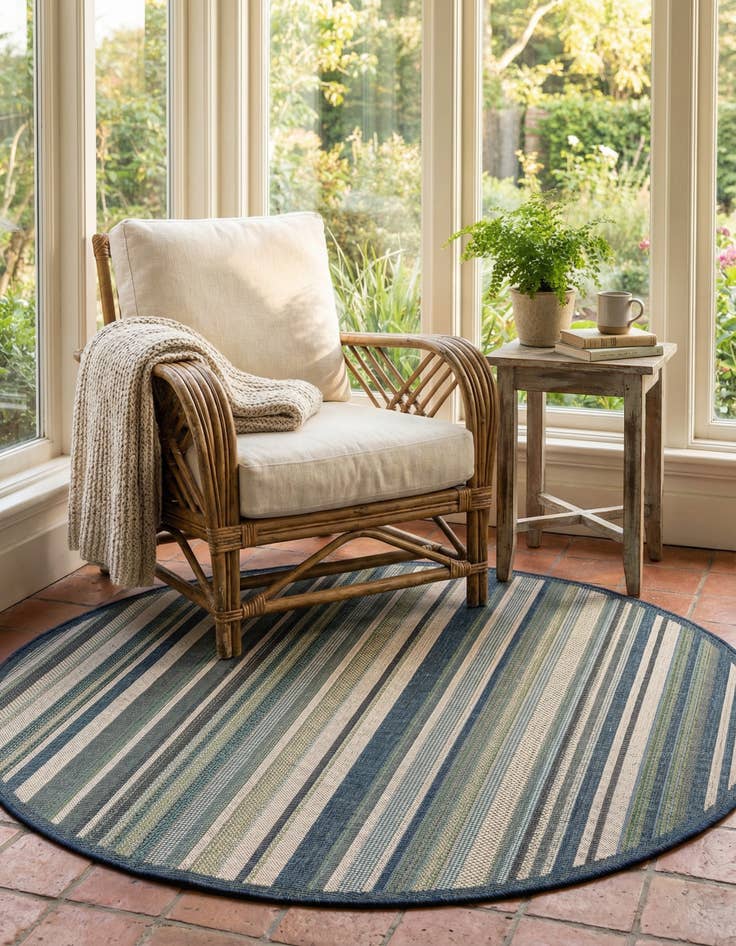 Detail image of  7' x 7'  Washable Baja Indoor / Outdoor Round Rug