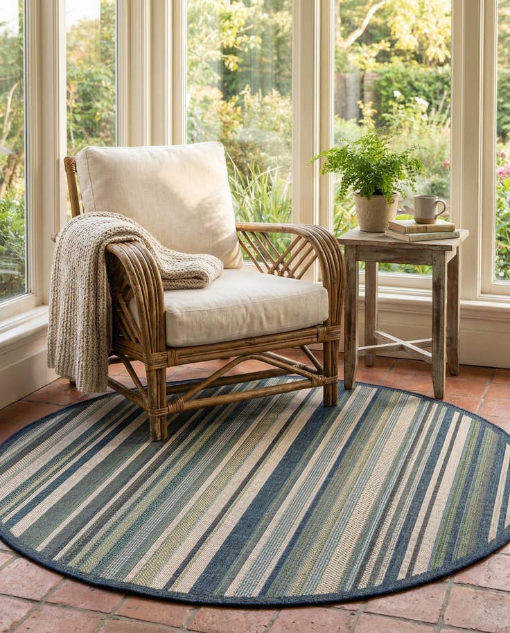 Detail image of 7' x 7' Easy-Clean Baja Indoor / Outdoor Round Rug
