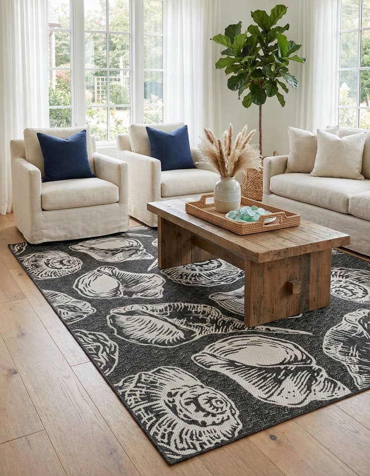 Detail image of  7' 10 x 10'  Washable Coastal Indoor / Outdoor Rug