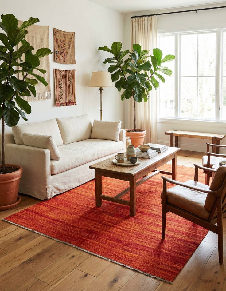 Detail image of 5' 7 x 8'  Hand Woven Kilim Modern Wool Rug