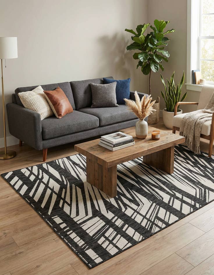 Detail image of 5' 3 x 8'  Washable Modern Indoor / Outdoor Rug