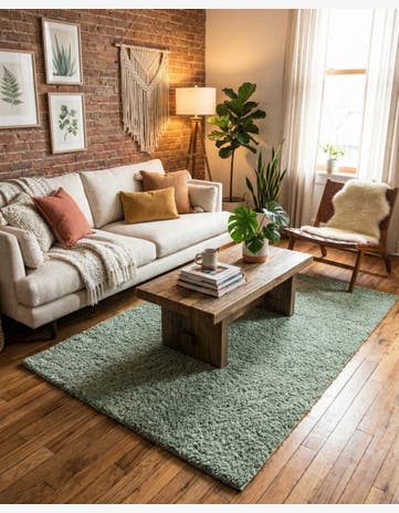 Sage Green Studio Solid Shag Rug