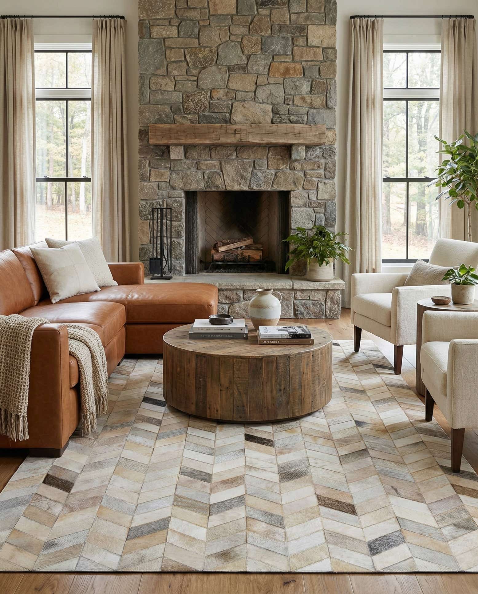 5' x 8' Cowhide Leather Rug